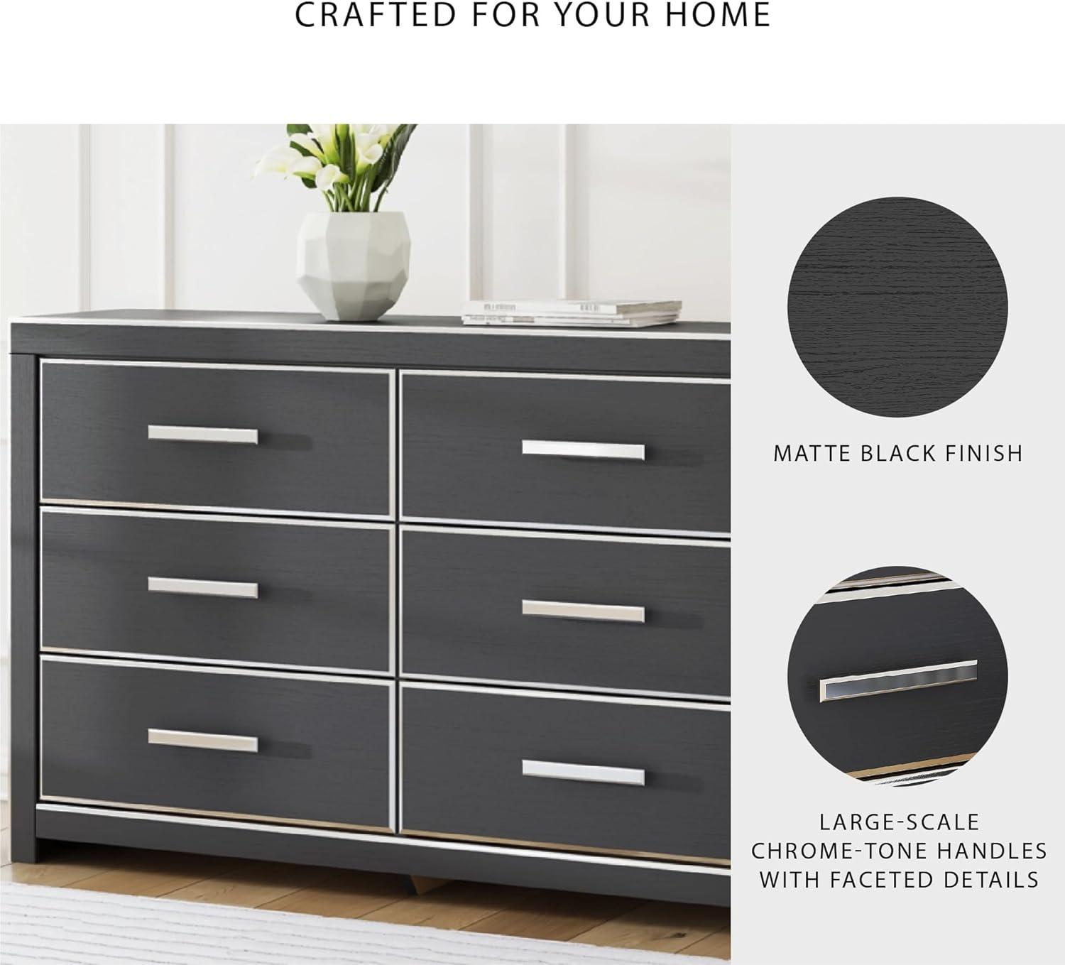 imageSignature Design by Ashley Ravalori Contemporary 6Drawer Dresser with Wood Finish WhiteBlack