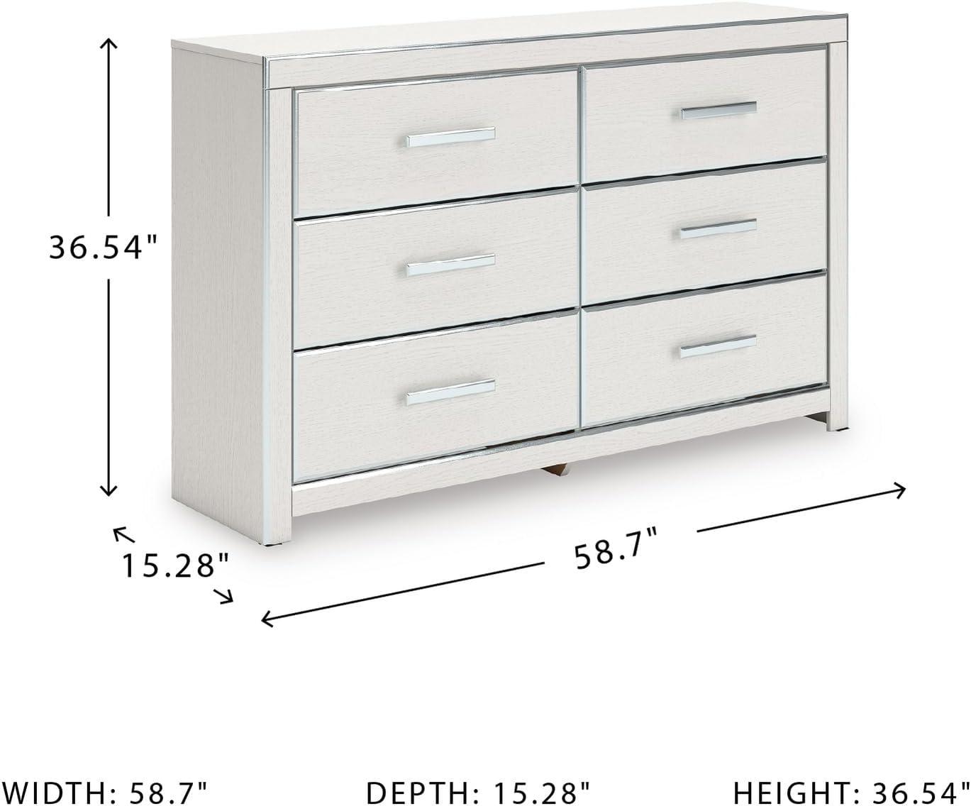 imageSignature Design by Ashley Ravalori Contemporary 6Drawer Dresser with Wood Finish WhiteWhite