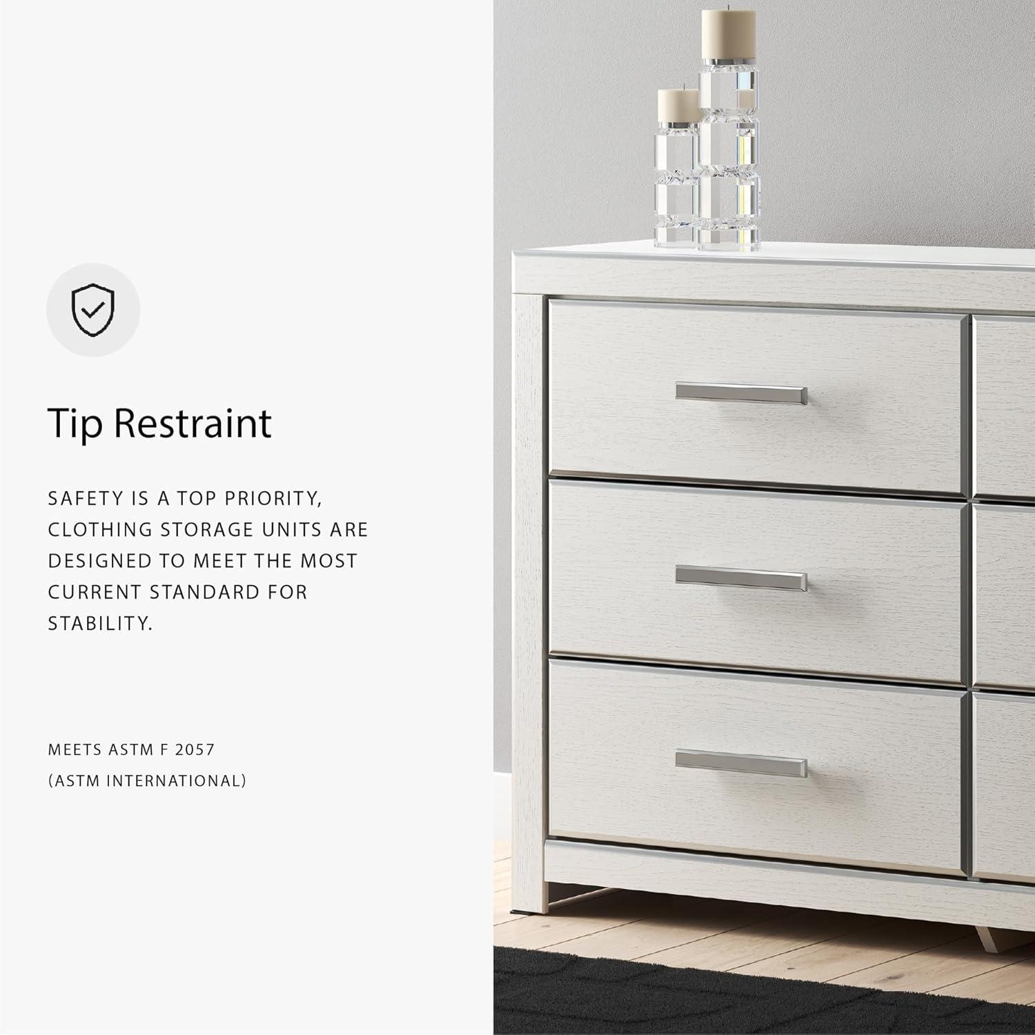 imageSignature Design by Ashley Ravalori Contemporary 6Drawer Dresser with Wood Finish WhiteWhite