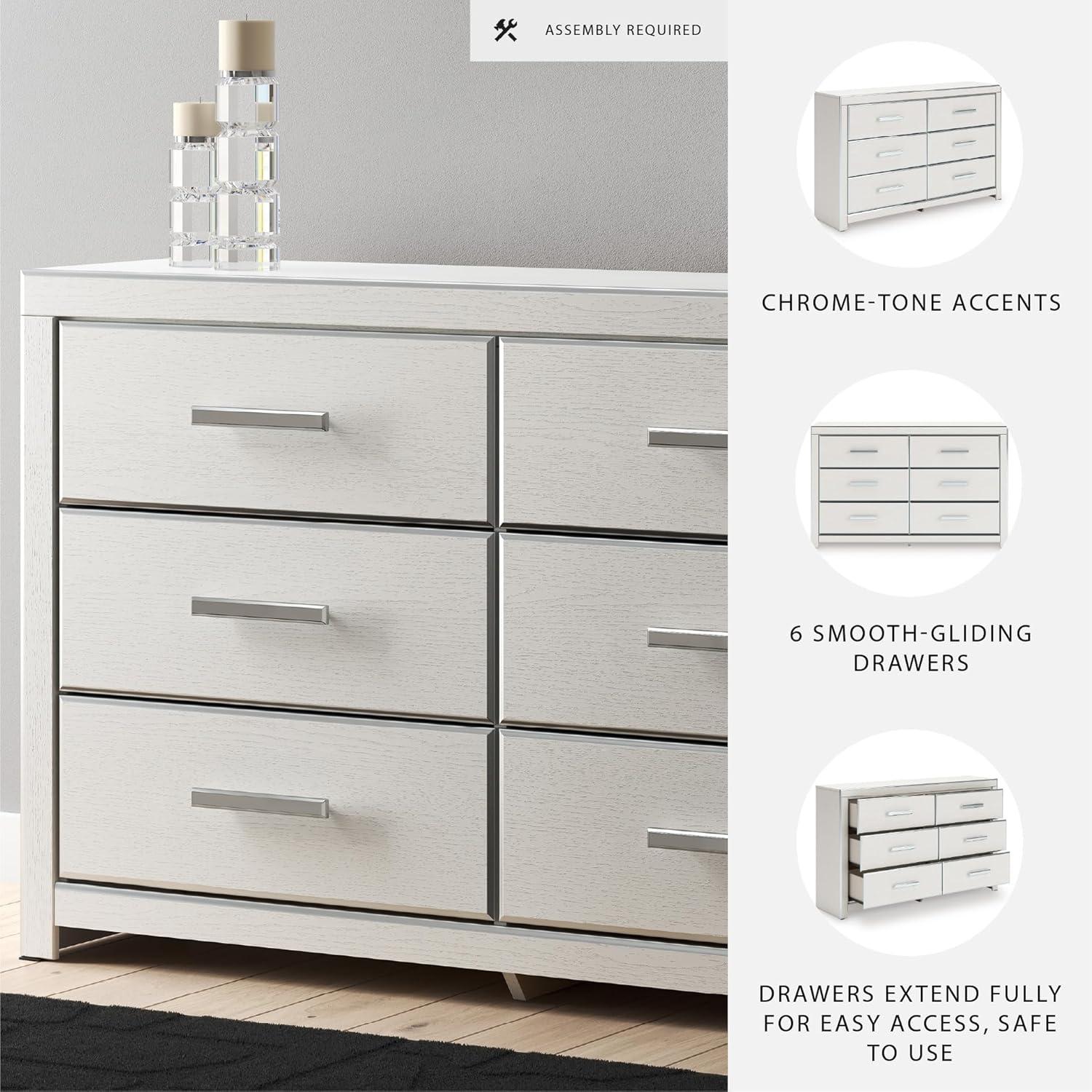 imageSignature Design by Ashley Ravalori Contemporary 6Drawer Dresser with Wood Finish WhiteWhite