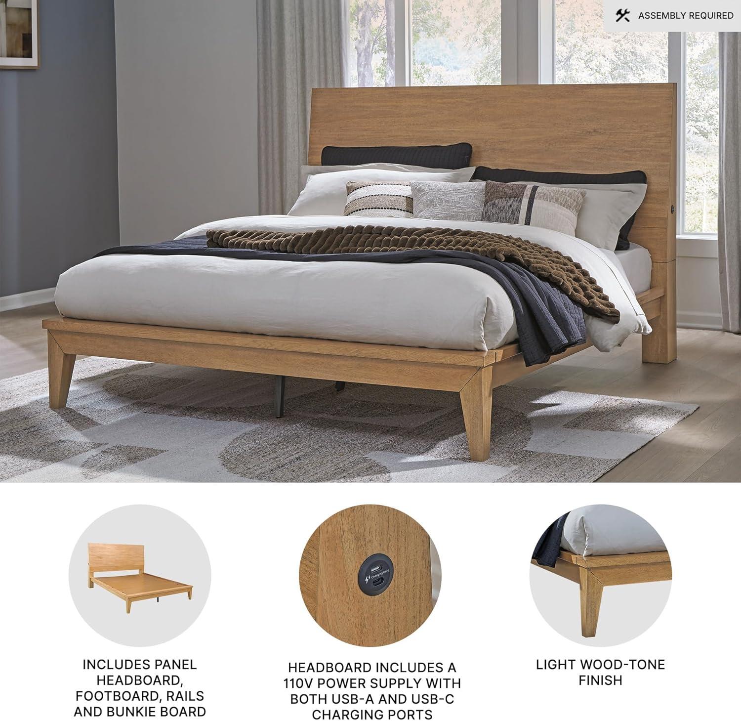 imageSignature Design by Ashley Sherbana Casual 6Drawer Dresser with Safety Stop and FeltLined Top Drawers Light BrownCalifornia King Panel Bed