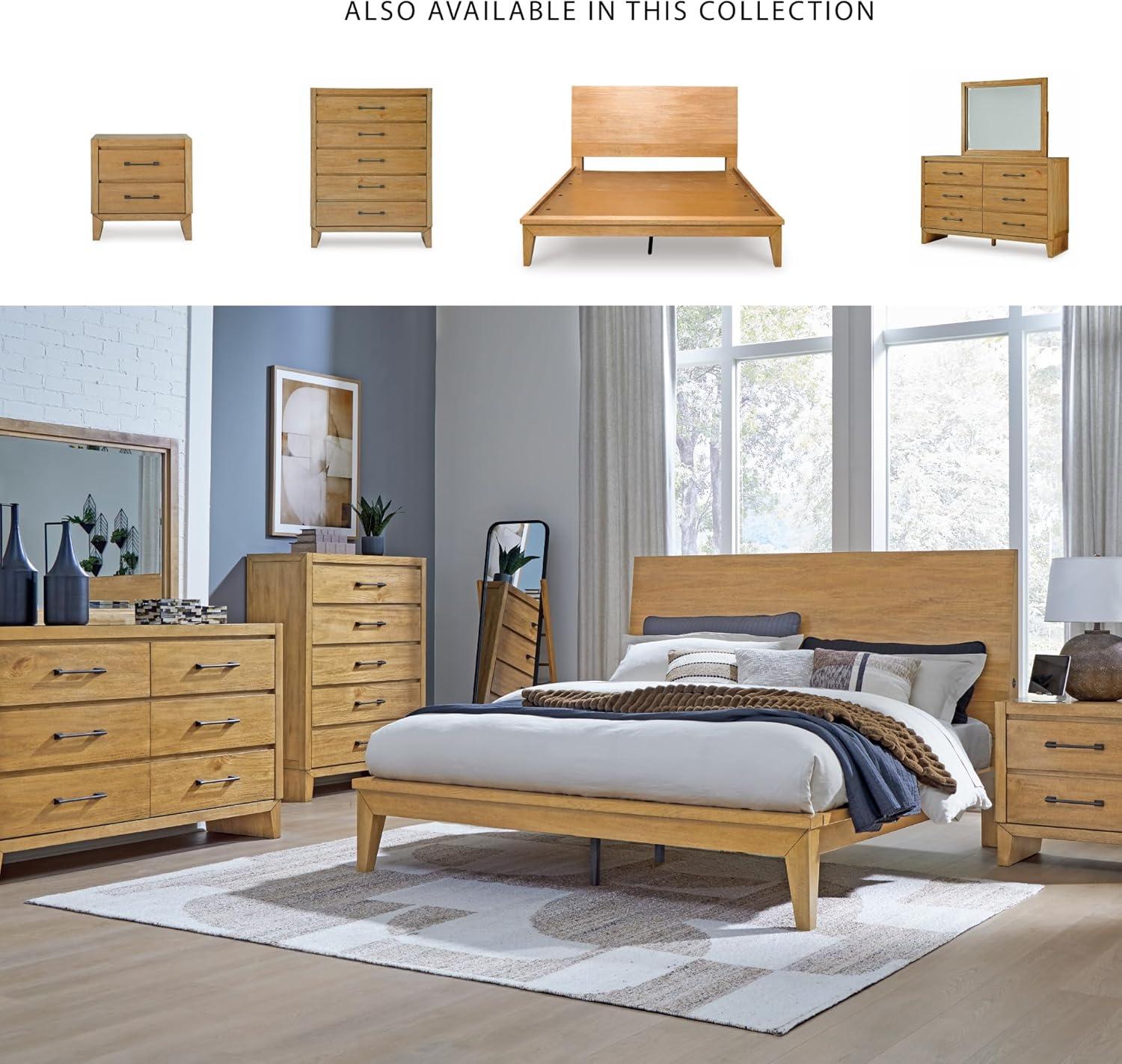 imageSignature Design by Ashley Sherbana Casual 6Drawer Dresser with Safety Stop and FeltLined Top Drawers Light BrownCasual