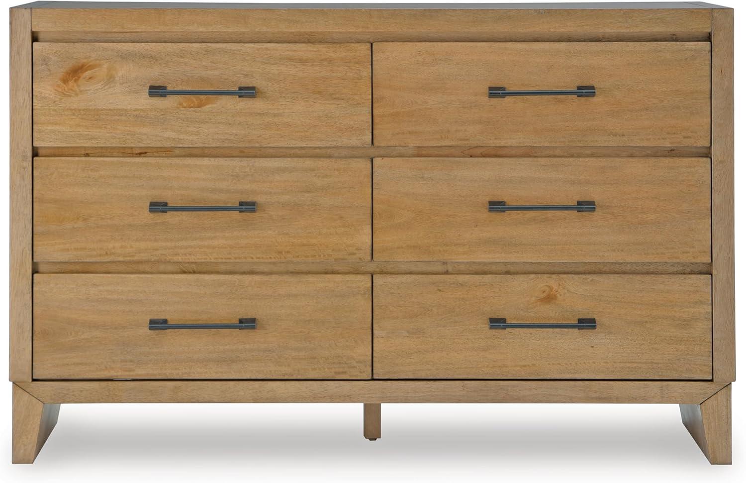 imageSignature Design by Ashley Sherbana Casual 6Drawer Dresser with Safety Stop and FeltLined Top Drawers Light BrownCasual