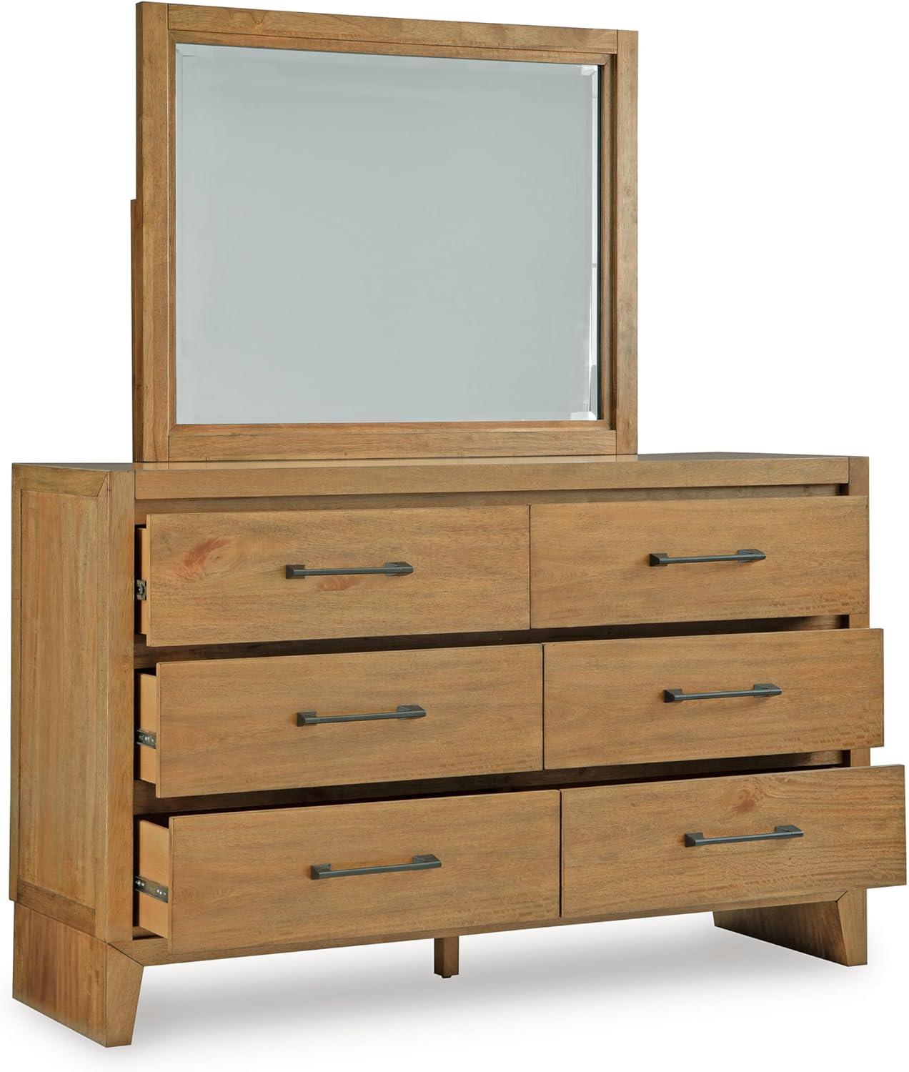 imageSignature Design by Ashley Sherbana Casual 6Drawer Dresser with Safety Stop and FeltLined Top Drawers Light BrownCasual