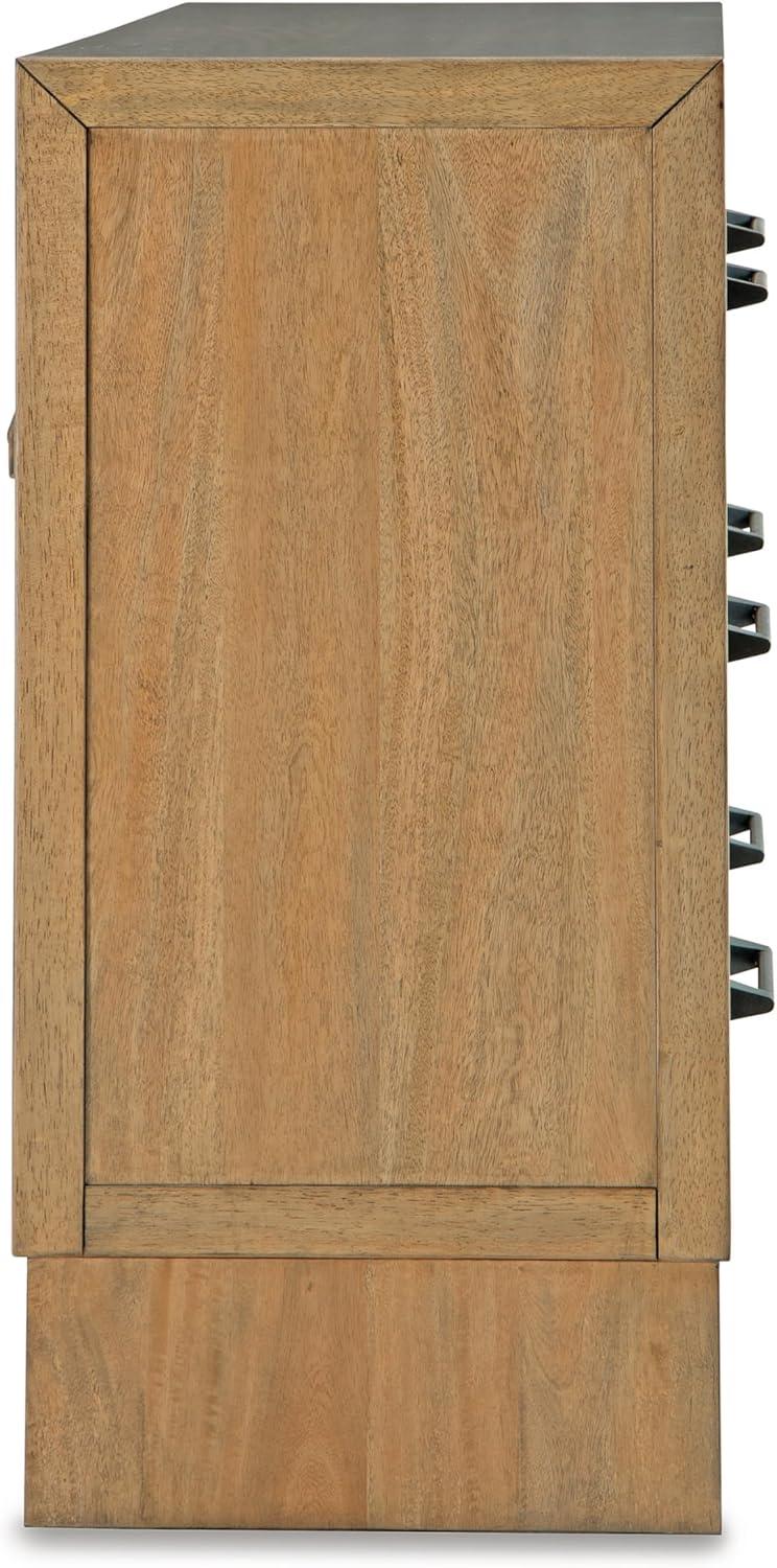 imageSignature Design by Ashley Sherbana Casual 6Drawer Dresser with Safety Stop and FeltLined Top Drawers Light BrownCasual