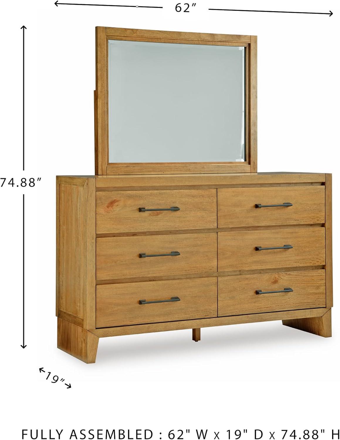imageSignature Design by Ashley Sherbana Casual 6Drawer Dresser with Safety Stop and FeltLined Top Drawers Light BrownCasual