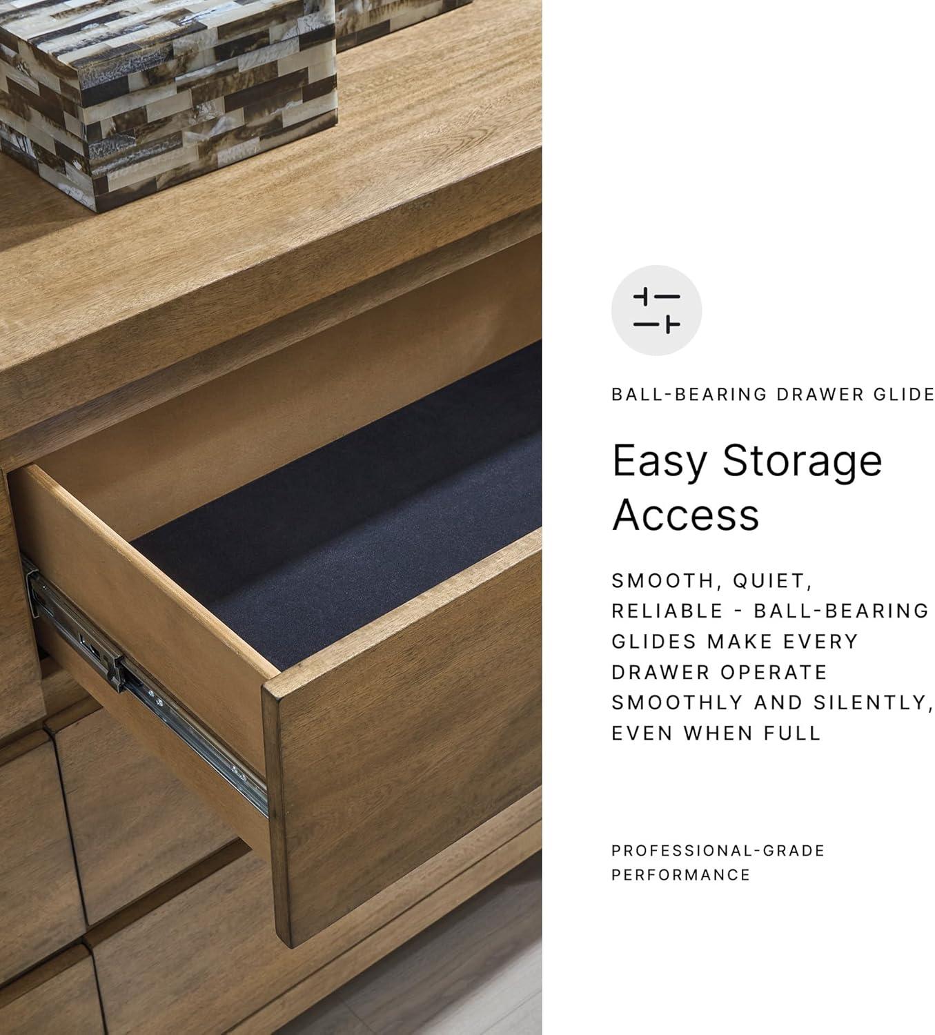imageSignature Design by Ashley Sherbana Casual 6Drawer Dresser with Safety Stop and FeltLined Top Drawers Light BrownDresser