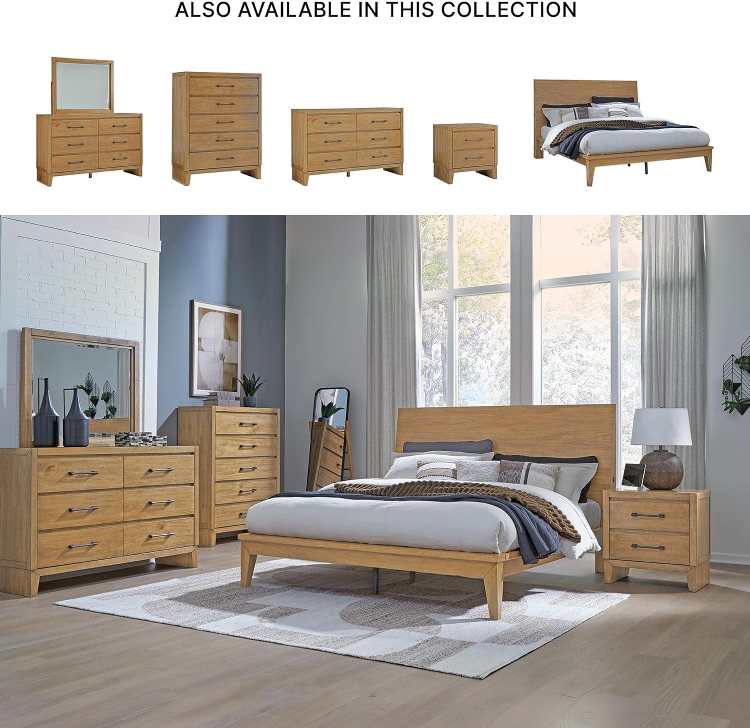 imageSignature Design by Ashley Sherbana Casual 6Drawer Dresser with Safety Stop and FeltLined Top Drawers Light BrownDresser