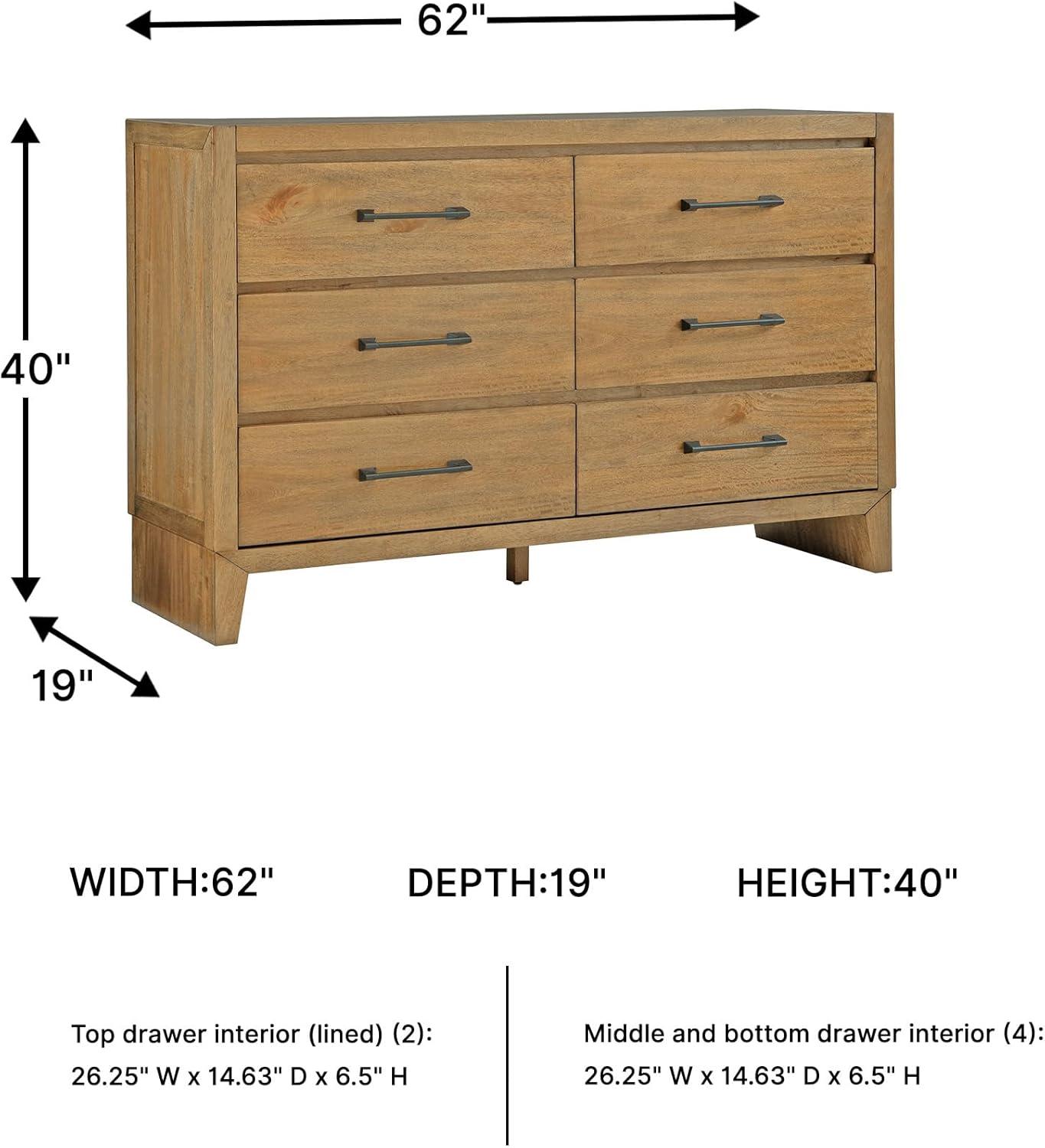 imageSignature Design by Ashley Sherbana Casual 6Drawer Dresser with Safety Stop and FeltLined Top Drawers Light BrownDresser