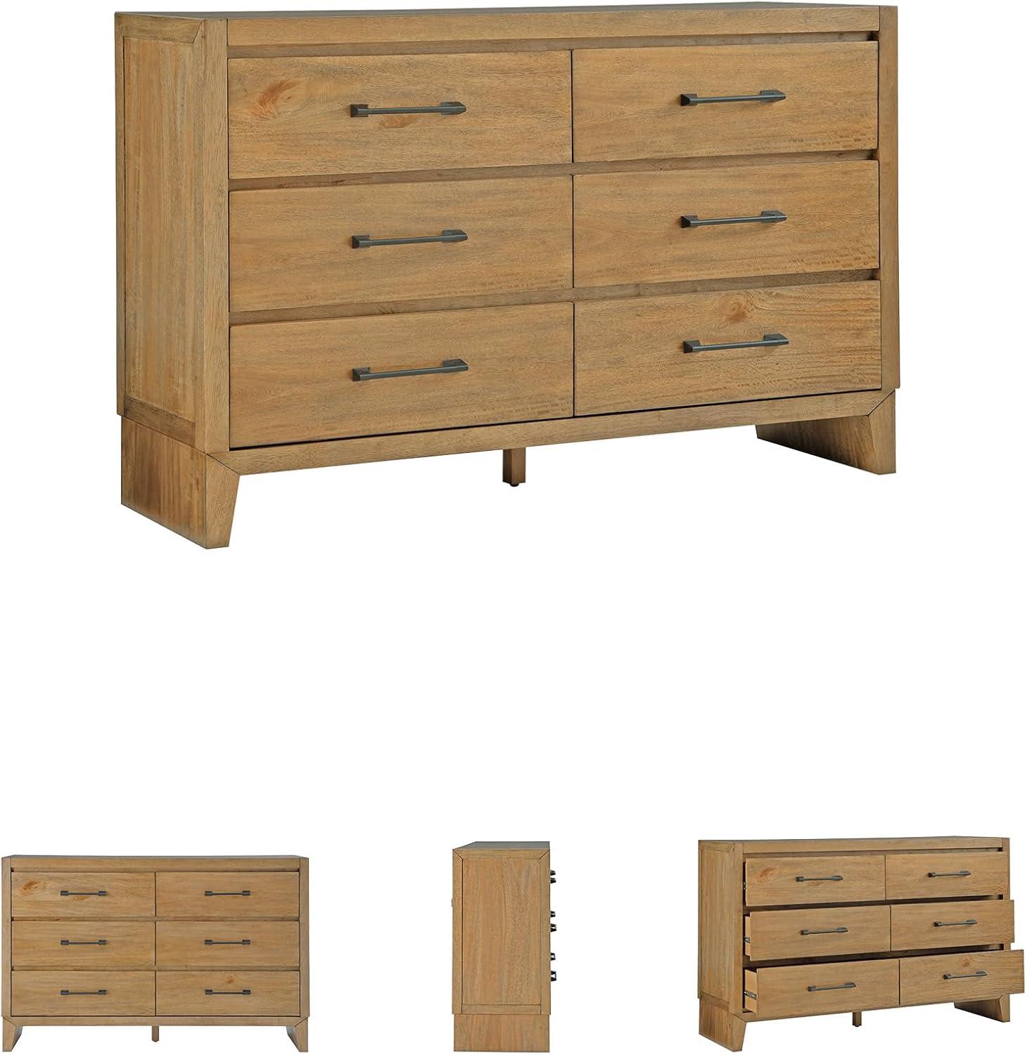 imageSignature Design by Ashley Sherbana Casual 6Drawer Dresser with Safety Stop and FeltLined Top Drawers Light BrownDresser