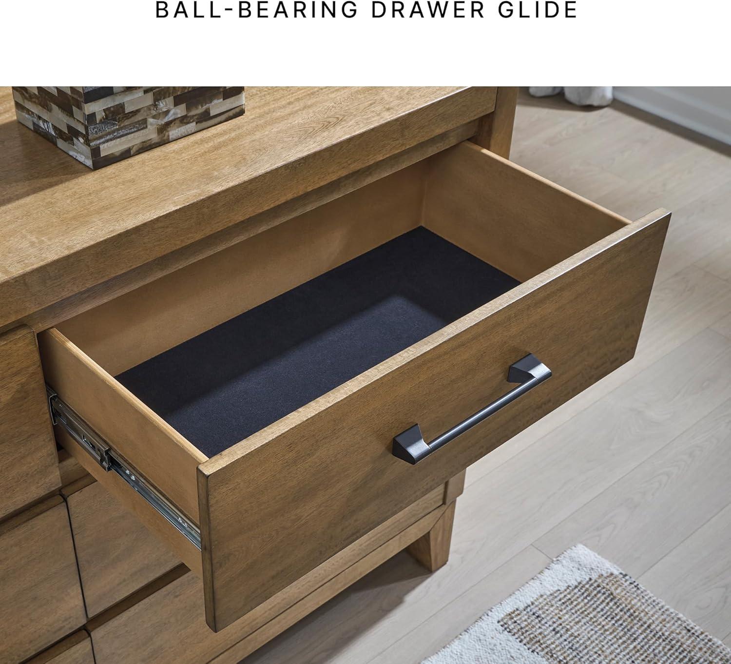 imageSignature Design by Ashley Sherbana Casual 6Drawer Dresser with Safety Stop and FeltLined Top Drawers Light BrownDresser