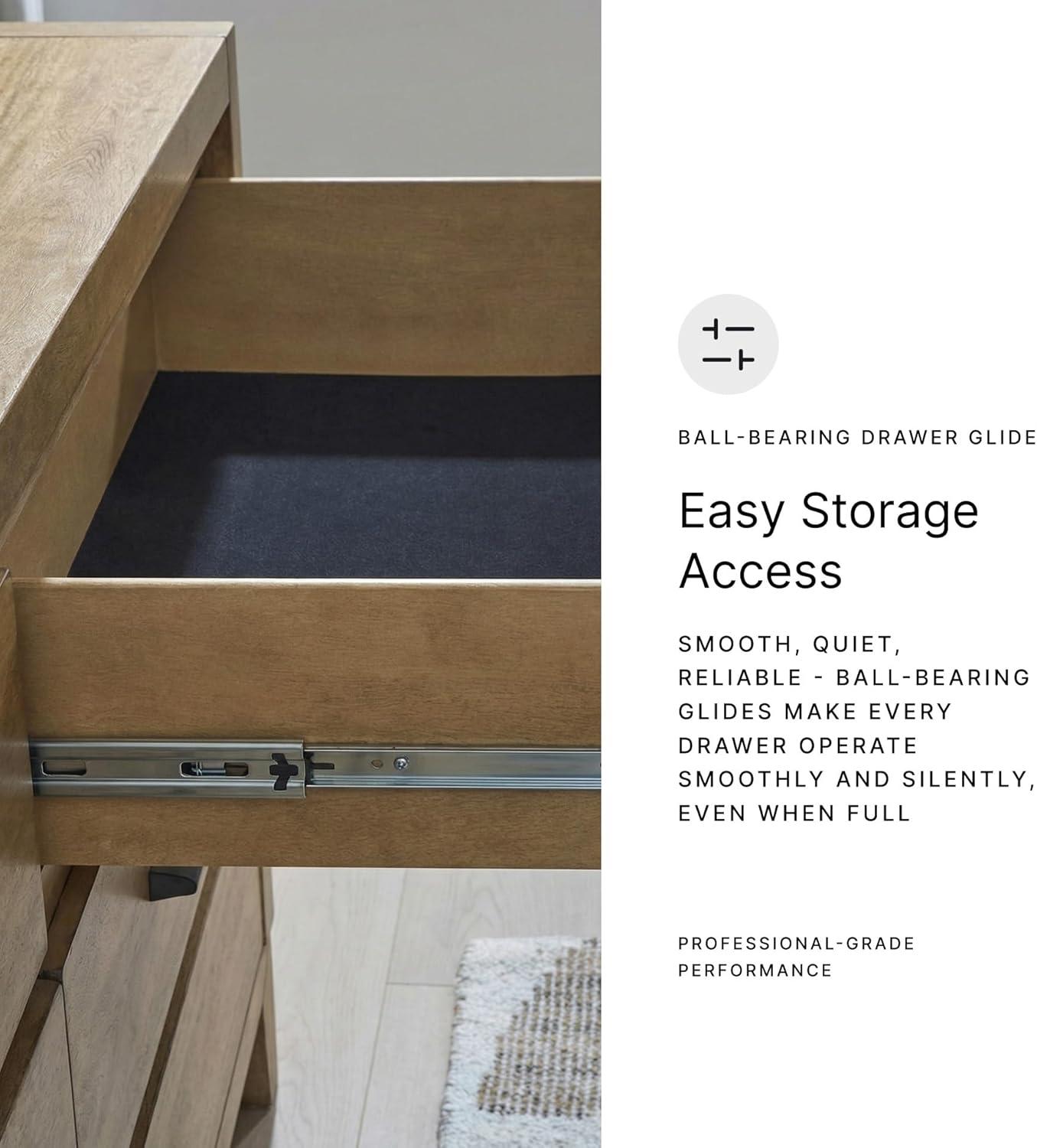imageSignature Design by Ashley Sherbana Casual 6Drawer Dresser with Safety Stop and FeltLined Top Drawers Light BrownNight Stand