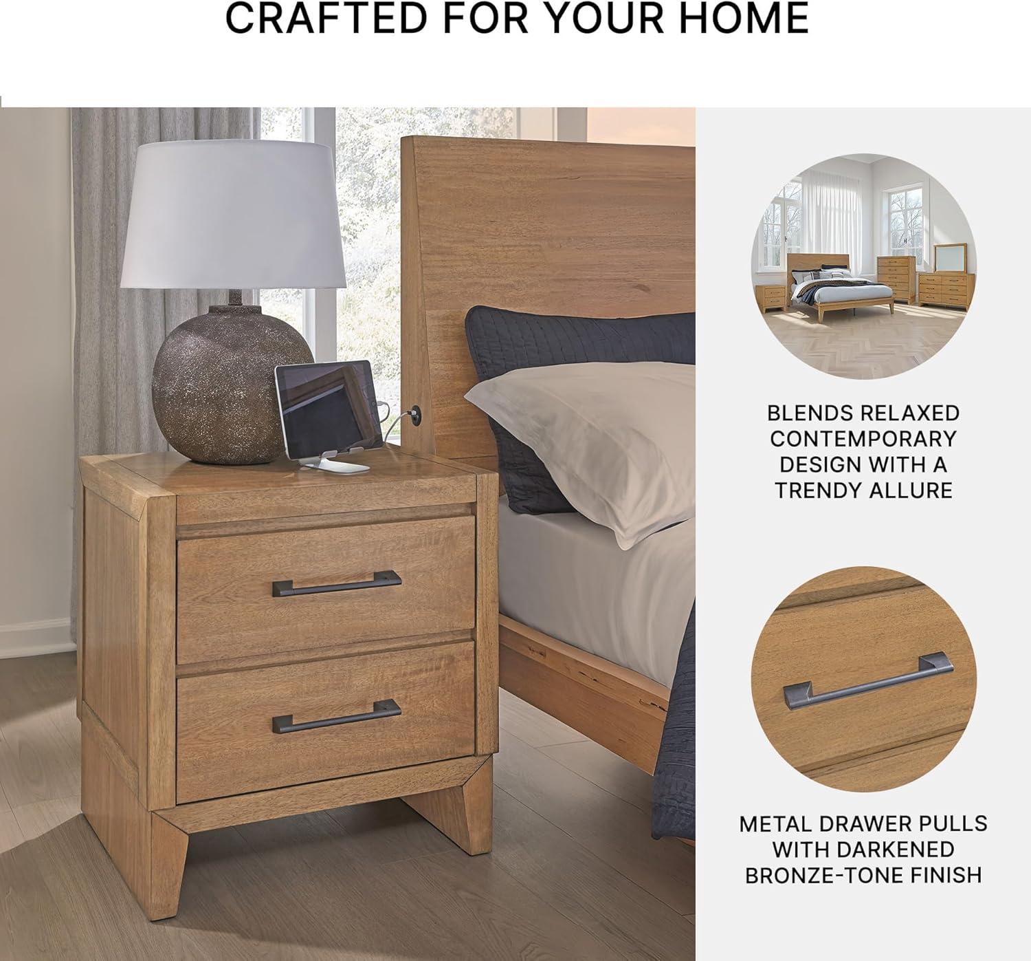 imageSignature Design by Ashley Sherbana Casual 6Drawer Dresser with Safety Stop and FeltLined Top Drawers Light BrownNight Stand