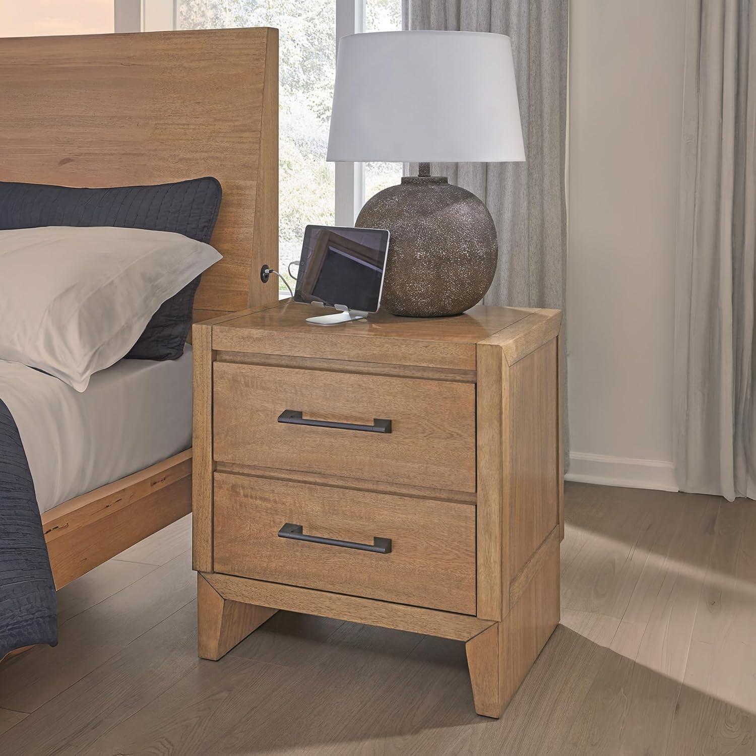 imageSignature Design by Ashley Sherbana Casual 6Drawer Dresser with Safety Stop and FeltLined Top Drawers Light BrownNight Stand