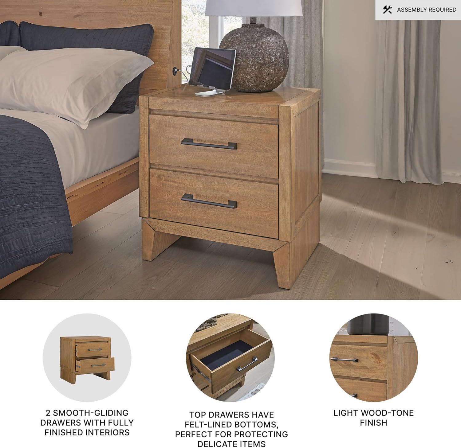imageSignature Design by Ashley Sherbana Casual 6Drawer Dresser with Safety Stop and FeltLined Top Drawers Light BrownNight Stand