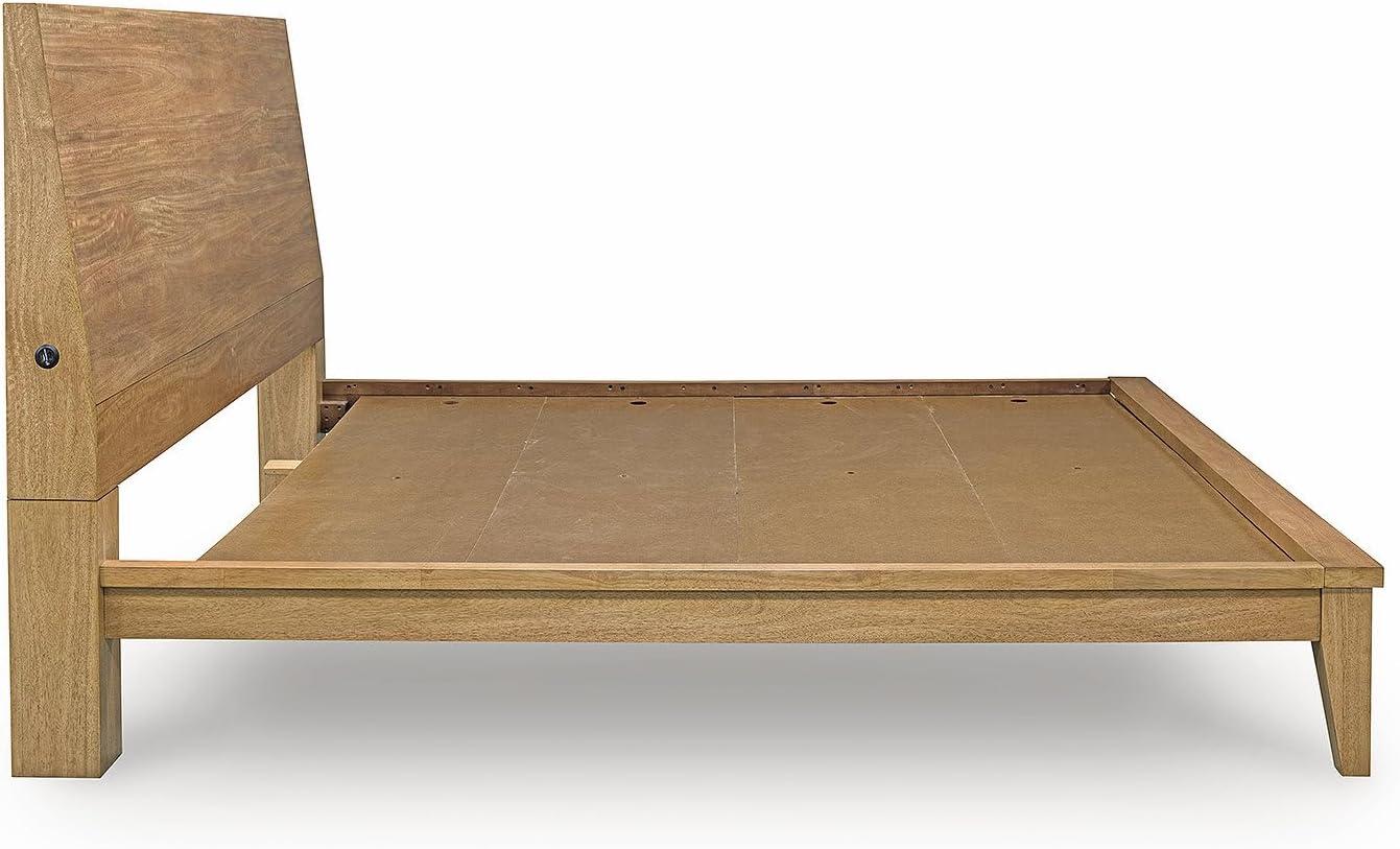 imageSignature Design by Ashley Sherbana Casual 6Drawer Dresser with Safety Stop and FeltLined Top Drawers Light BrownQueen Panel Bed