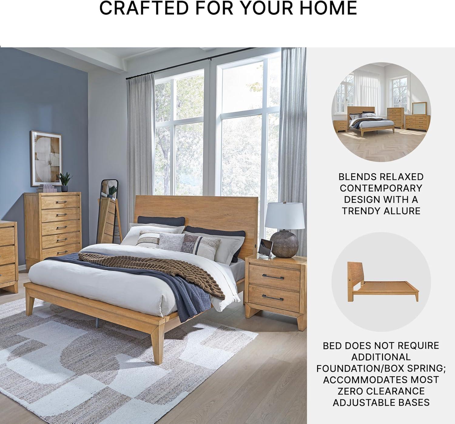 imageSignature Design by Ashley Sherbana Casual 6Drawer Dresser with Safety Stop and FeltLined Top Drawers Light BrownQueen Panel Bed