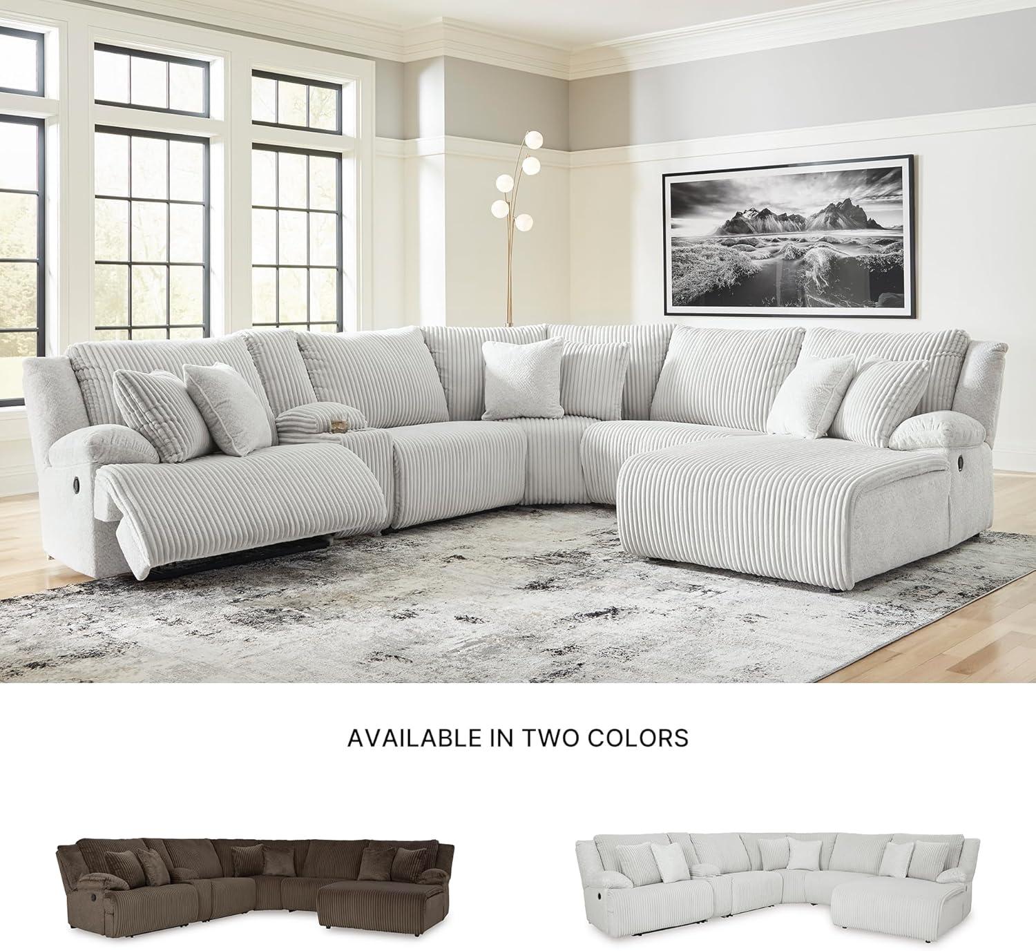 imageSignature Design by Ashley Top Tier Casual 3Piece Reclining Sectional Sofa with Chaise Console and Cup Holders Dark BrownDark Brown