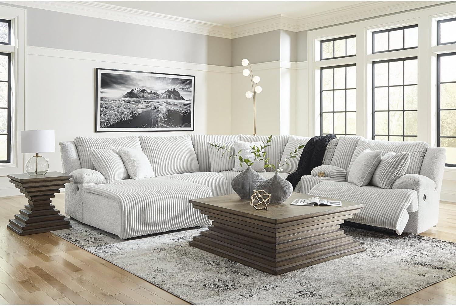 imageSignature Design by Ashley Top Tier Casual 3Piece Reclining Sectional Sofa with Chaise Console and Cup Holders Dark BrownDark Brown