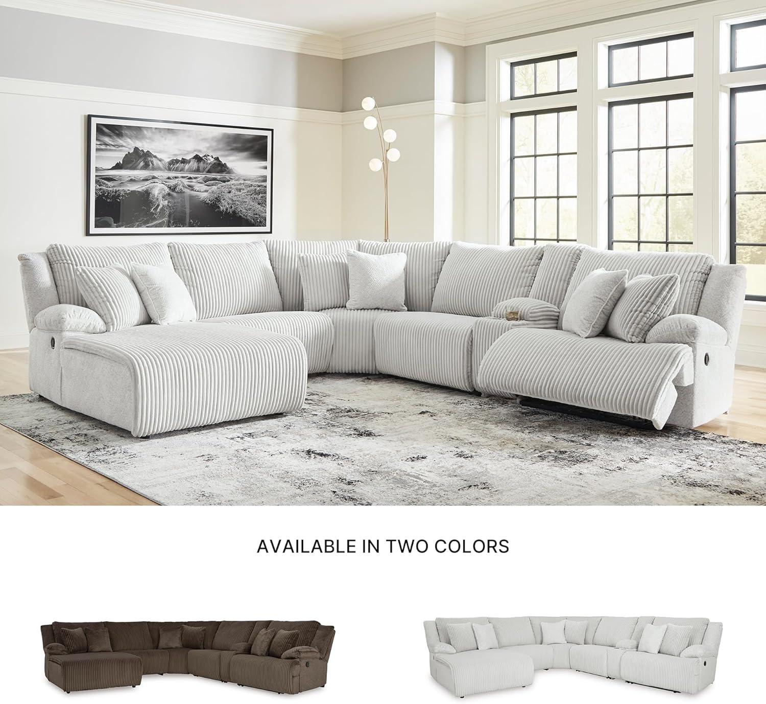 imageSignature Design by Ashley Top Tier Casual 3Piece Reclining Sectional Sofa with Chaise Console and Cup Holders Dark BrownDark Brown