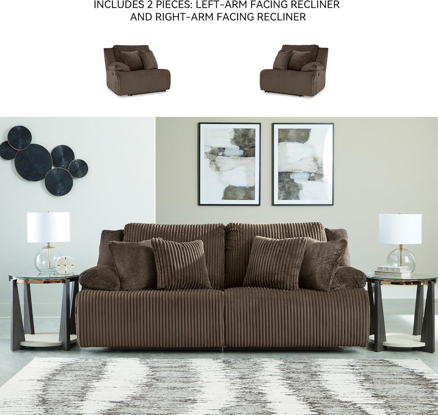 imageSignature Design by Ashley Top Tier Casual 3Piece Reclining Sectional Sofa with Chaise Console and Cup Holders Dark BrownDark Brown