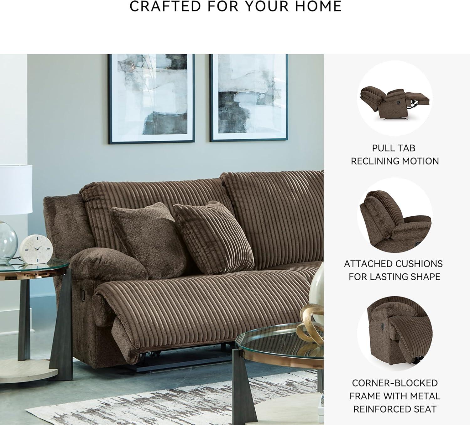 imageSignature Design by Ashley Top Tier Casual 3Piece Reclining Sectional Sofa with Chaise Console and Cup Holders Dark BrownDark Brown