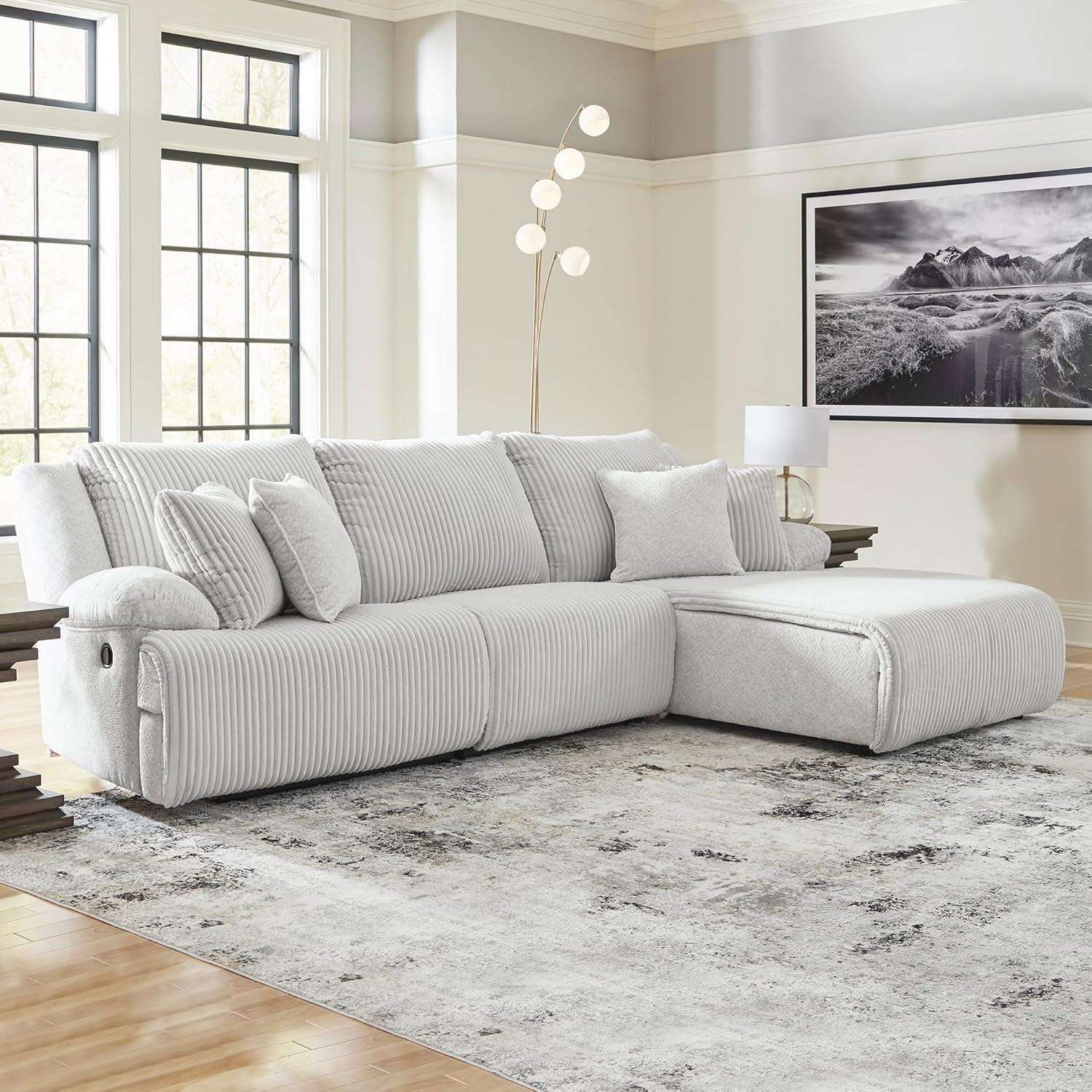 imageSignature Design by Ashley Top Tier Casual 3Piece Reclining Sectional Sofa with Chaise Console and Cup Holders Dark BrownDark Brown