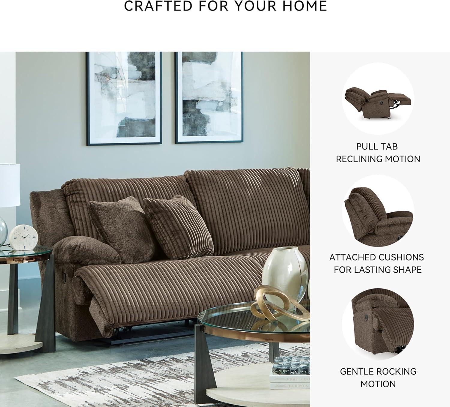 imageSignature Design by Ashley Top Tier Casual 3Piece Reclining Sectional Sofa with Chaise Console and Cup Holders Dark BrownDark Brown