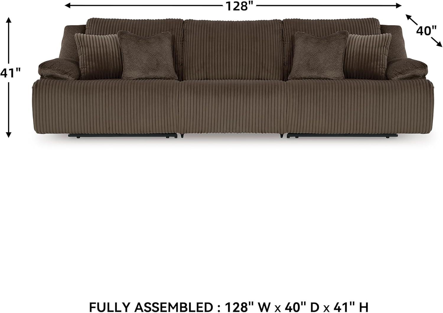 imageSignature Design by Ashley Top Tier Casual 3Piece Reclining Sectional Sofa with Chaise Console and Cup Holders Dark BrownDark Brown