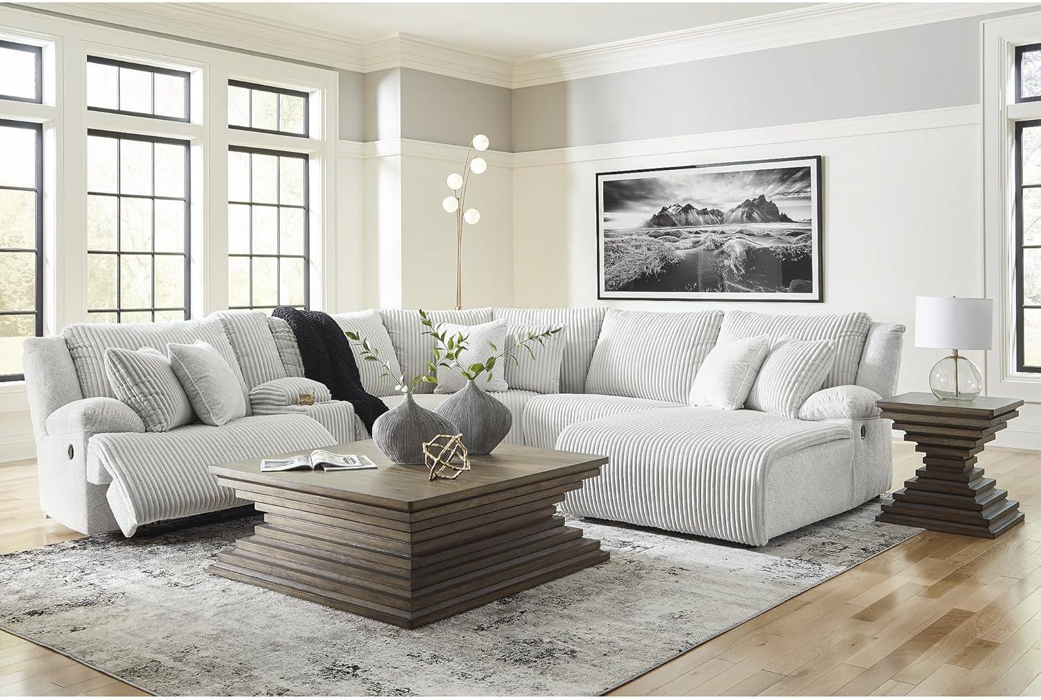 imageSignature Design by Ashley Top Tier Casual 3Piece Reclining Sectional Sofa with Chaise Console and Cup Holders Dark BrownDark Brown