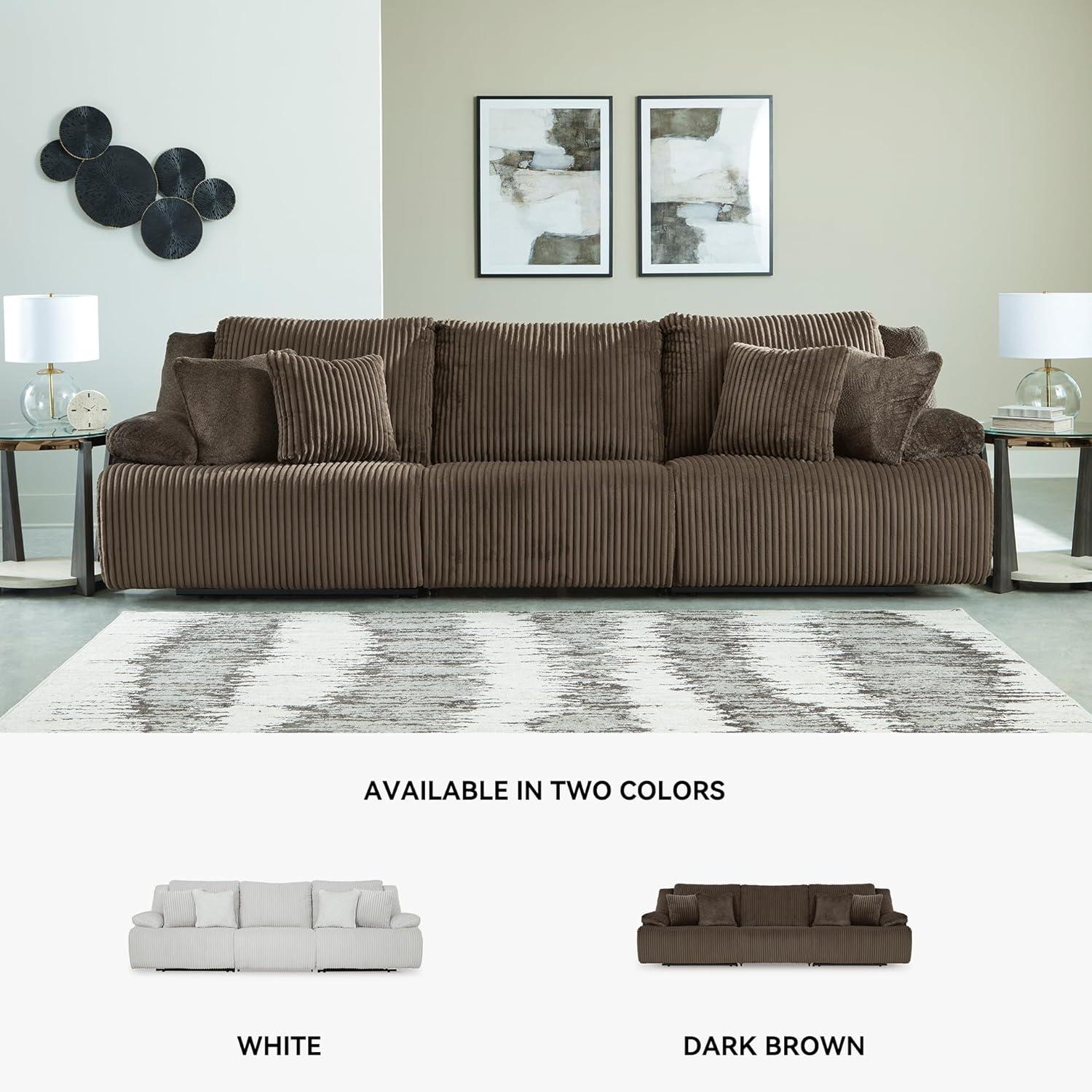 imageSignature Design by Ashley Top Tier Casual 3Piece Reclining Sectional Sofa with Chaise Console and Cup Holders Dark BrownDark Brown