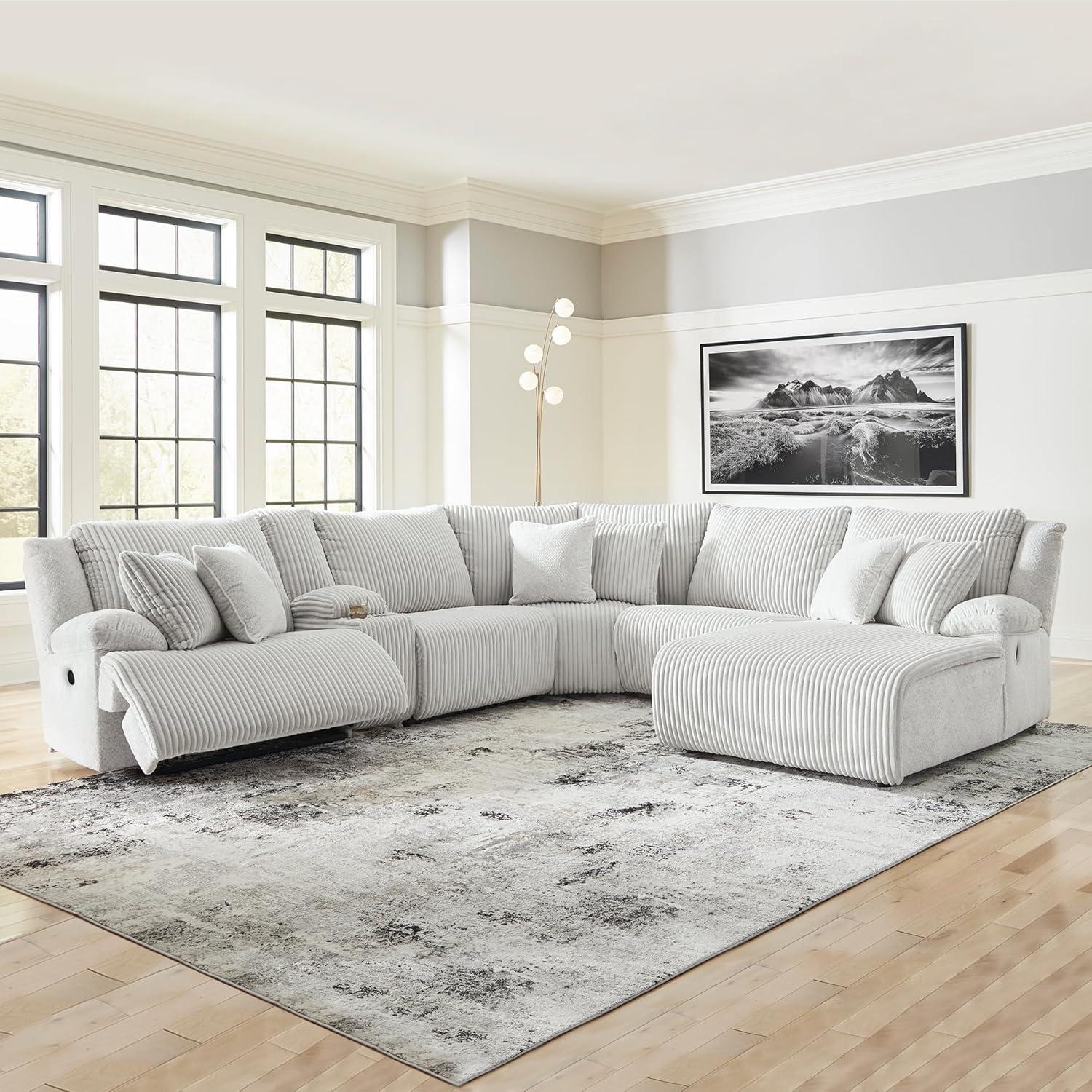 imageSignature Design by Ashley Top Tier Casual 3Piece Reclining Sectional Sofa with Chaise Console and Cup Holders Dark BrownDark Brown