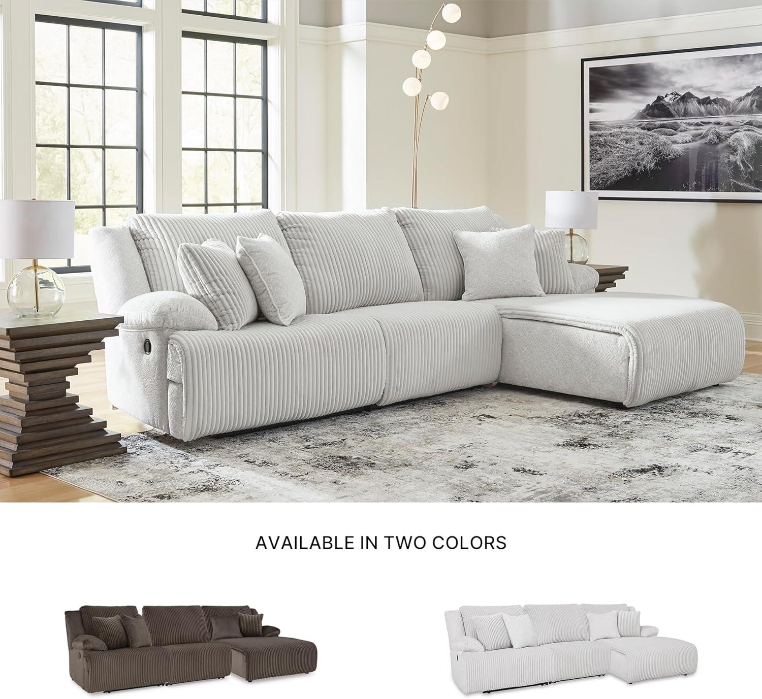 imageSignature Design by Ashley Top Tier Casual 3Piece Reclining Sectional Sofa with Chaise Console and Cup Holders Dark BrownDark Brown