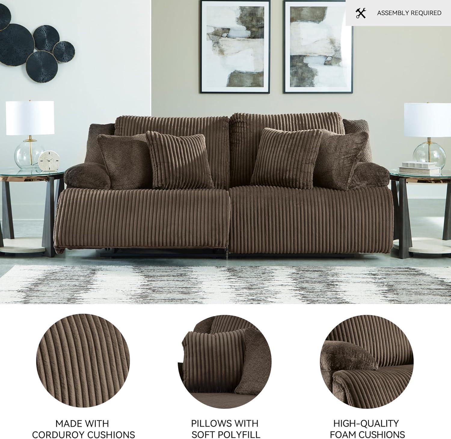 imageSignature Design by Ashley Top Tier Casual 3Piece Reclining Sectional Sofa with Chaise Console and Cup Holders Dark BrownDark Brown