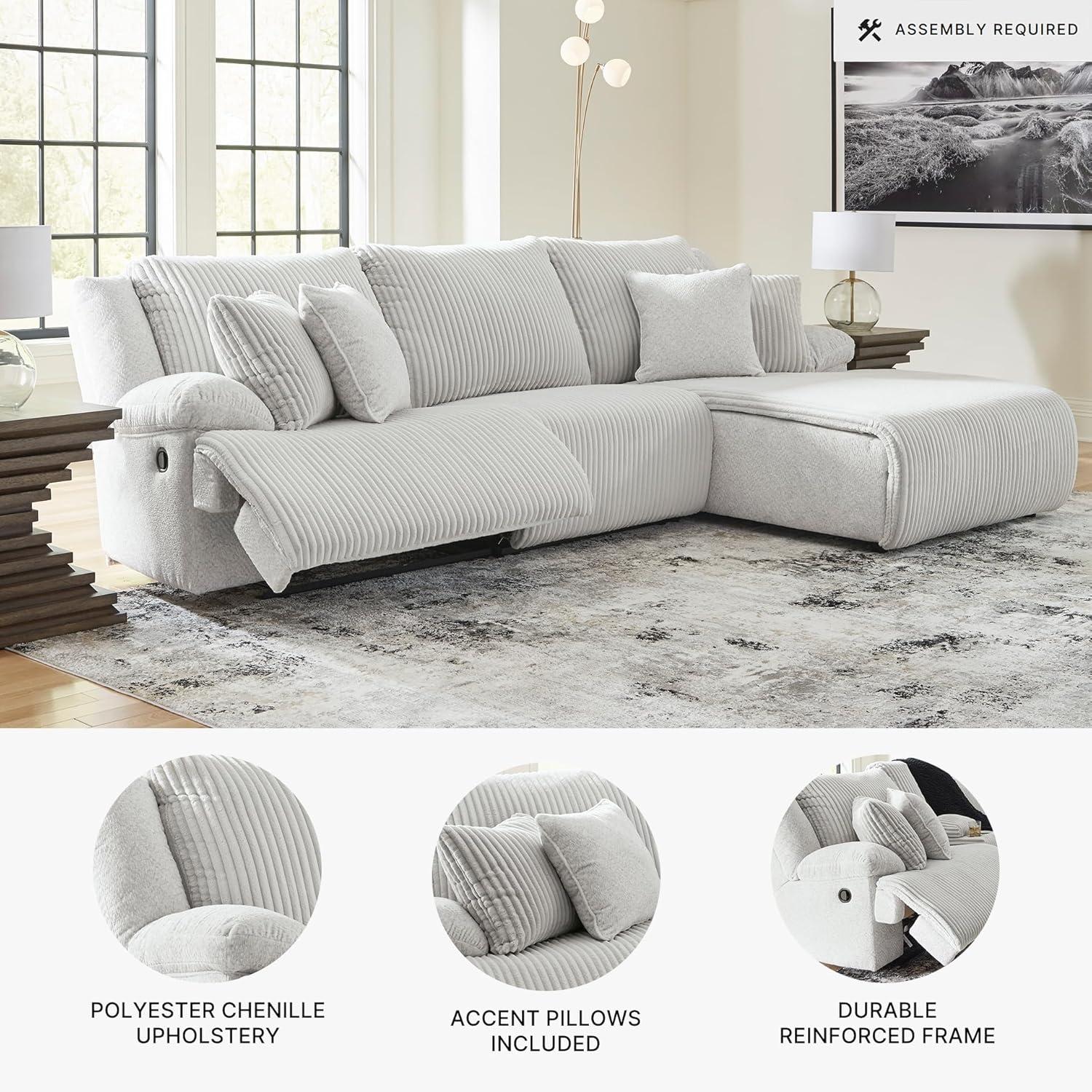 imageSignature Design by Ashley Top Tier Casual 3Piece Reclining Sectional Sofa with Chaise Console and Cup Holders Dark BrownDark Brown