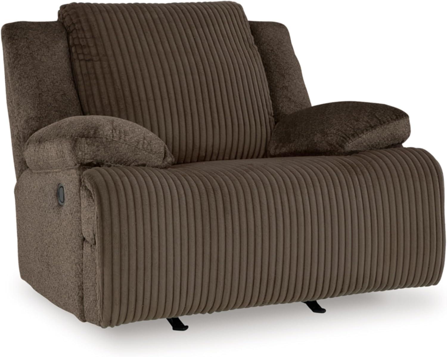 imageSignature Design by Ashley Top Tier Casual 3Piece Reclining Sectional Sofa with Chaise Console and Cup Holders Dark BrownDark Brown