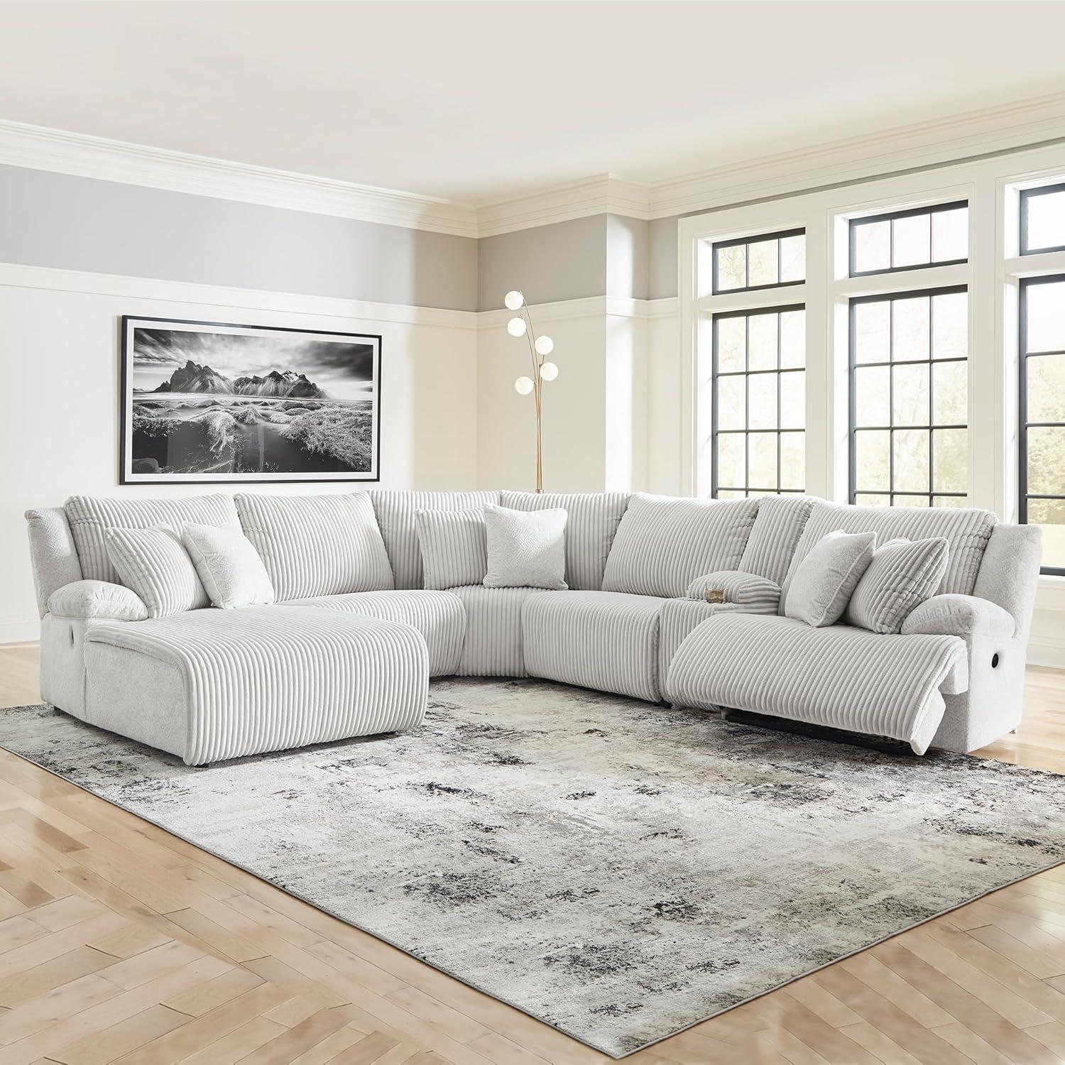 imageSignature Design by Ashley Top Tier Casual 3Piece Reclining Sectional Sofa with Chaise Console and Cup Holders Dark BrownDark Brown