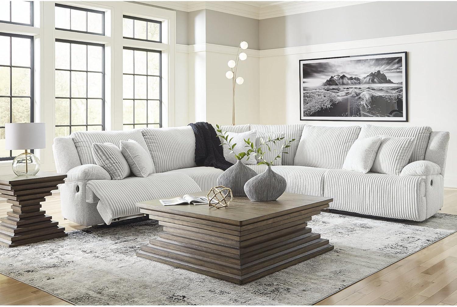 imageSignature Design by Ashley Top Tier Casual 3Piece Reclining Sectional Sofa with Chaise Console and Cup Holders Dark BrownDark Brown