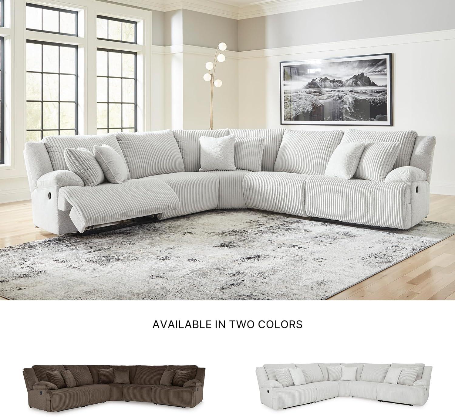 imageSignature Design by Ashley Top Tier Casual 3Piece Reclining Sectional Sofa with Chaise Console and Cup Holders Dark BrownDark Brown