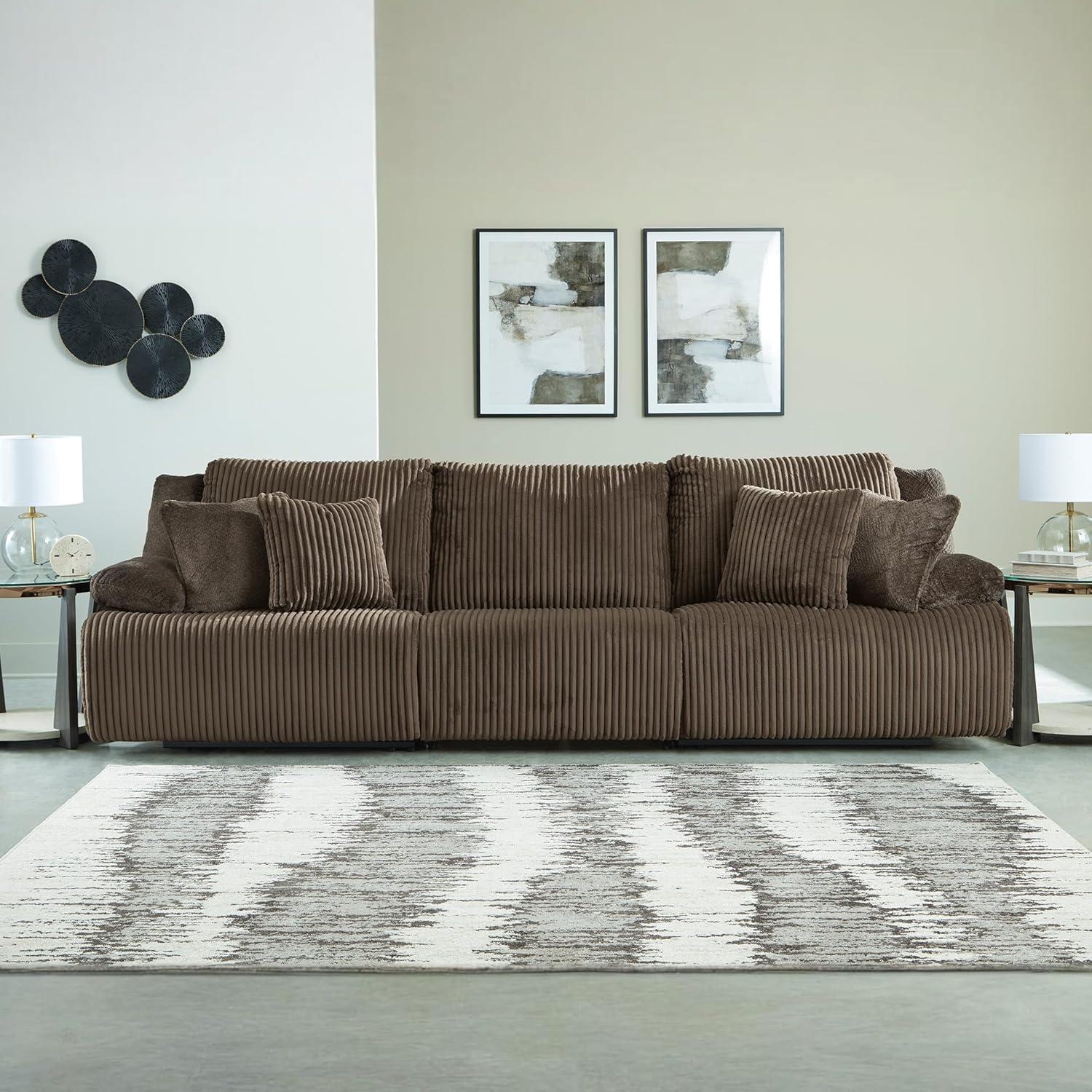 imageSignature Design by Ashley Top Tier Casual 3Piece Reclining Sectional Sofa with Chaise Console and Cup Holders Dark BrownDark Brown