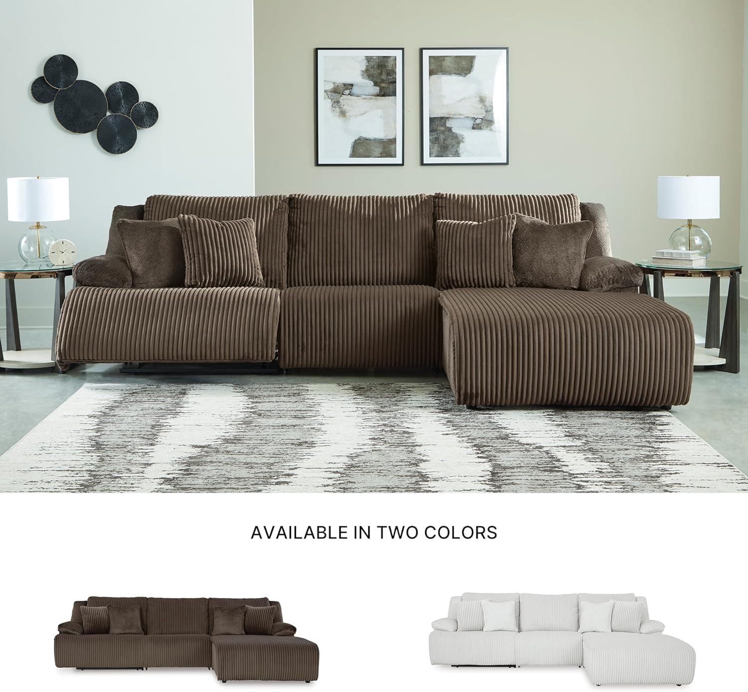 imageSignature Design by Ashley Top Tier Casual 3Piece Reclining Sectional Sofa with Chaise Console and Cup Holders Dark BrownDark Brown