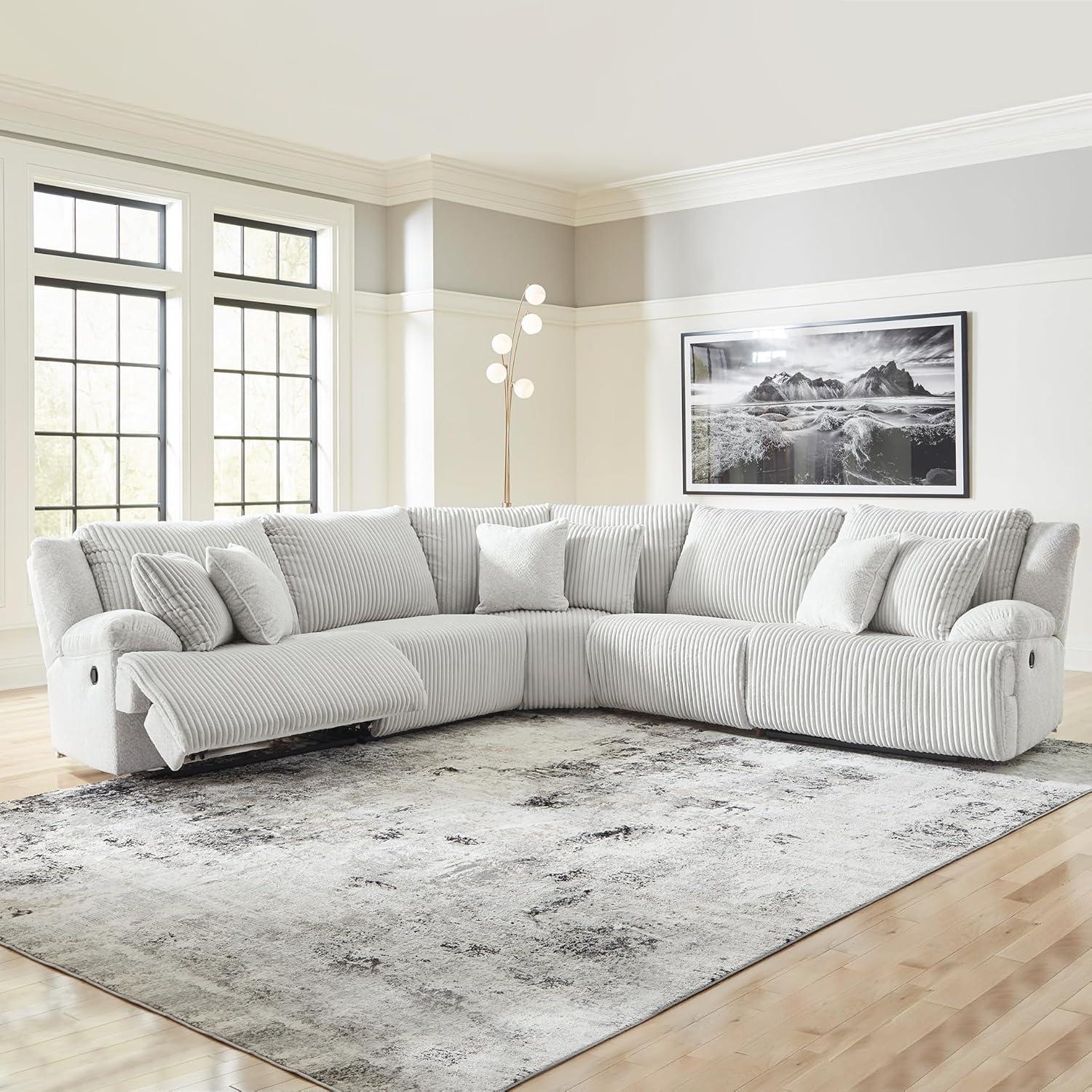 imageSignature Design by Ashley Top Tier Casual 3Piece Reclining Sectional Sofa with Chaise Console and Cup Holders Dark BrownDark Brown