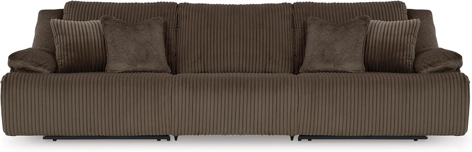 imageSignature Design by Ashley Top Tier Casual 3Piece Reclining Sectional Sofa with Chaise Console and Cup Holders Dark BrownDark Brown