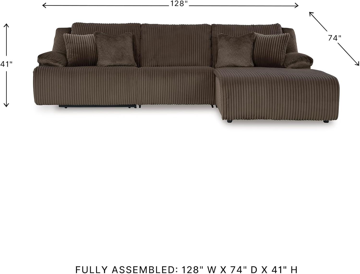 imageSignature Design by Ashley Top Tier Casual 3Piece Reclining Sectional Sofa with Chaise Console and Cup Holders Dark BrownDark Brown