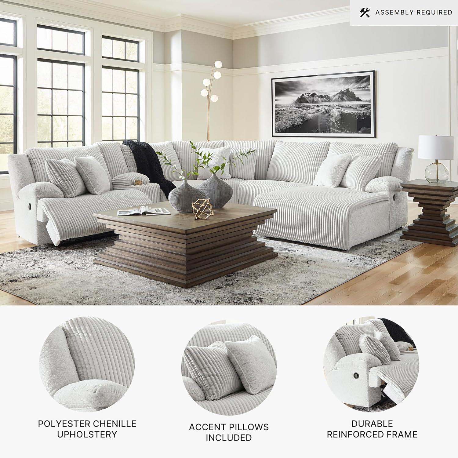 imageSignature Design by Ashley Top Tier Casual 3Piece Reclining Sectional Sofa with Chaise Console and Cup Holders Dark BrownDark Brown