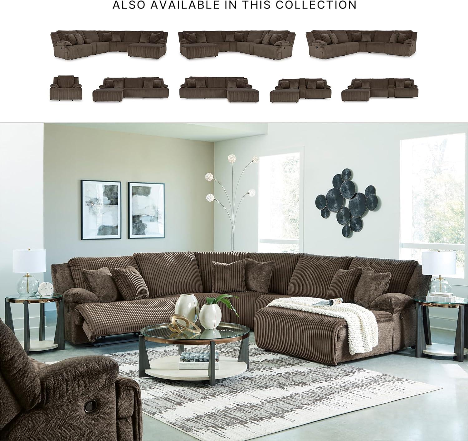 imageSignature Design by Ashley Top Tier Casual 3Piece Reclining Sectional Sofa with Chaise Console and Cup Holders Dark BrownDark Brown