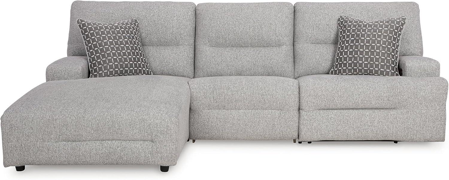 imageSignature Design by Ashley Top Tier Casual 3Piece Reclining Sectional Sofa with Chaise Console and Cup Holders Dark BrownLight Gray