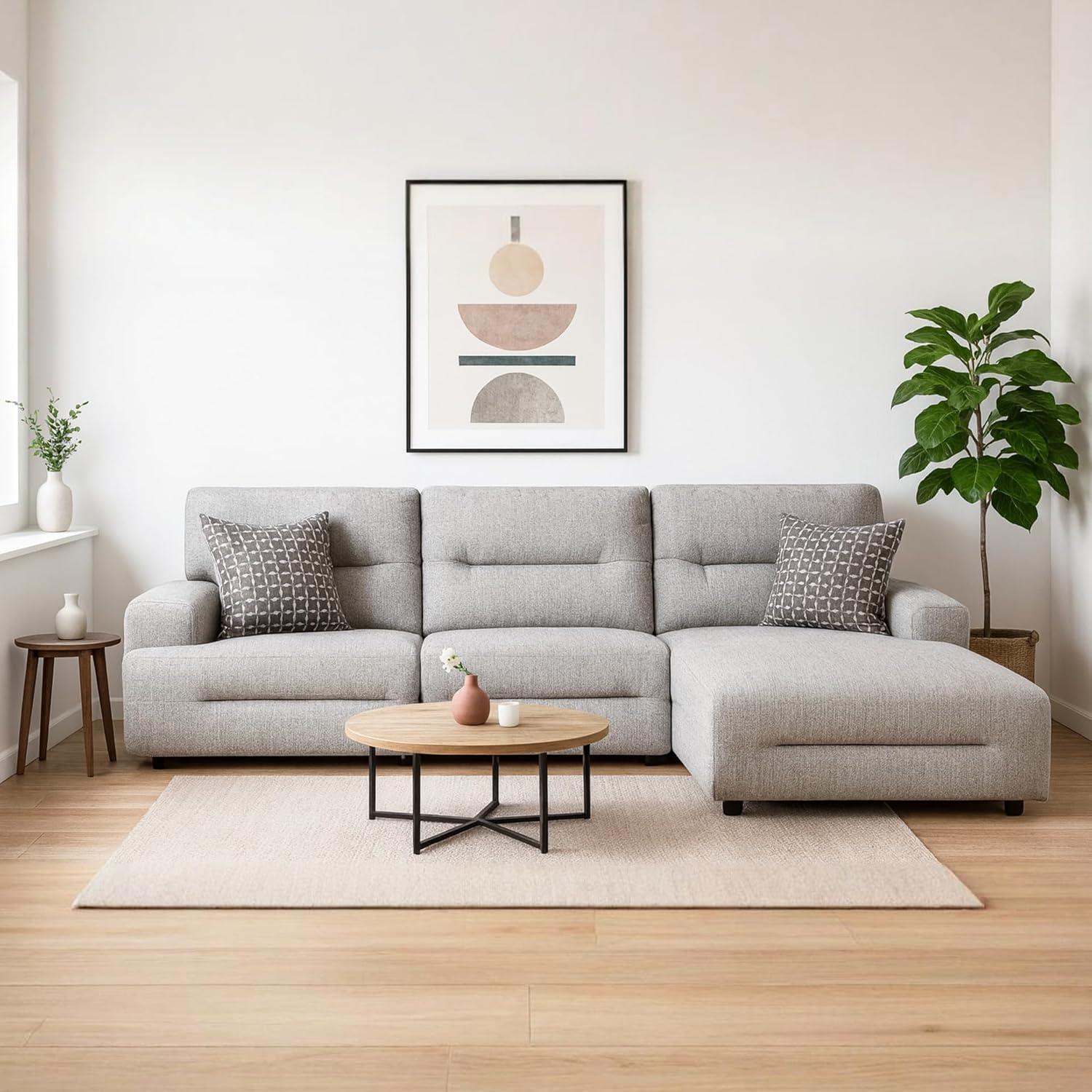 imageSignature Design by Ashley Top Tier Casual 3Piece Reclining Sectional Sofa with Chaise Console and Cup Holders Dark BrownLight Gray