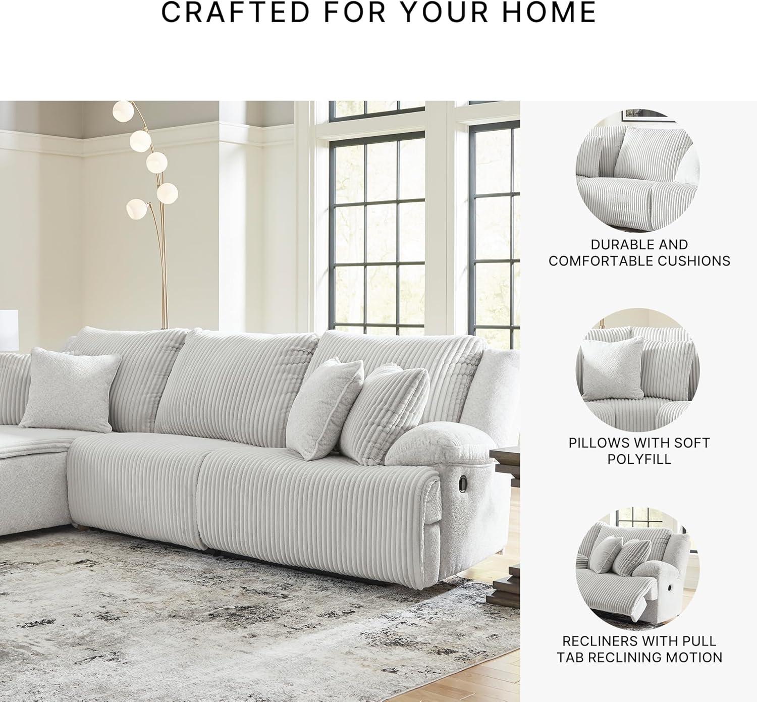 imageSignature Design by Ashley Top Tier Casual 3Piece Reclining Sectional Sofa with Chaise Console and Cup Holders Dark BrownLight Gray