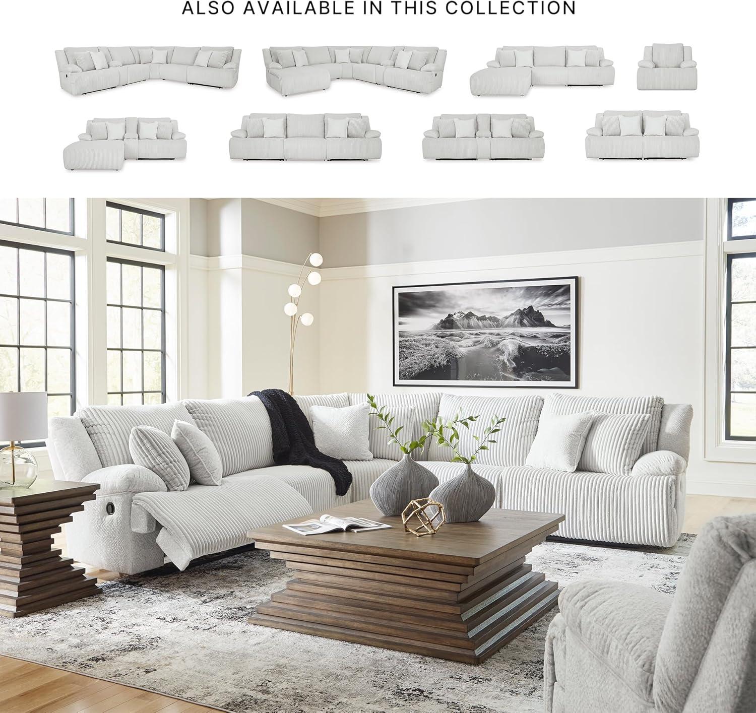imageSignature Design by Ashley Top Tier Casual 3Piece Reclining Sectional Sofa with Chaise Console and Cup Holders Dark BrownLight Gray